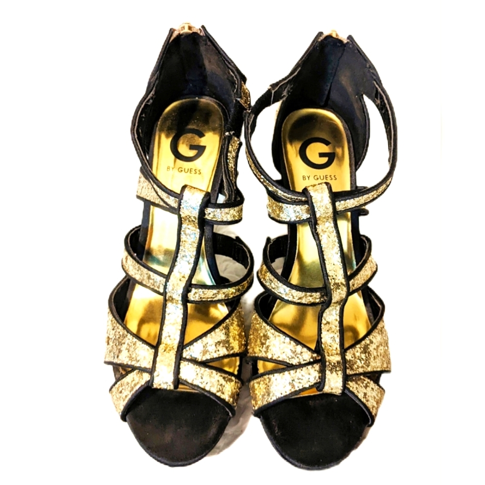 G by Guess, Gold Glitter Heels